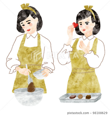 Woman making chocolates for Valentine's Day Woman making chocolates for Valentine's Day 98108629