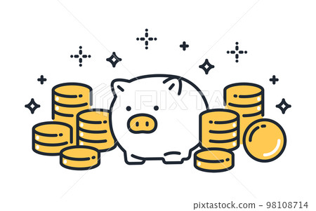 Simple vector icon illustration material of a piggy bank and a large amount of coins Simple vector icon illustration material of a piggy bank and a large amount of coins 98108714