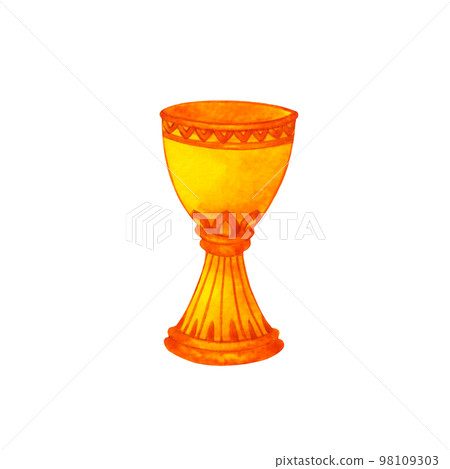 gold golden cup antique goblet drink old art design illustration watercolor painting white isolated gold golden cup antique goblet drink old art design illustration watercolor painting white isolated 98109303