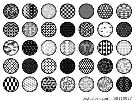 Japanese pattern circular icon set (black) 98110057