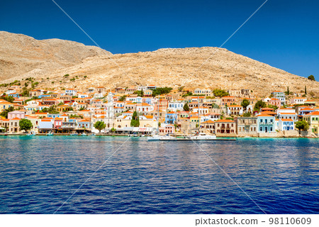 Port in island Chalki, greece 98110609