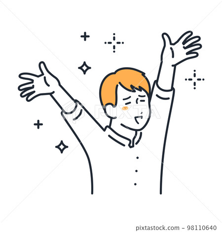 快樂舉手的年輕人簡單矢量圖素材 98110640