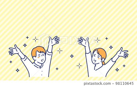 歡欣鼓舞的青年男女簡單矢量圖解素材 98110645