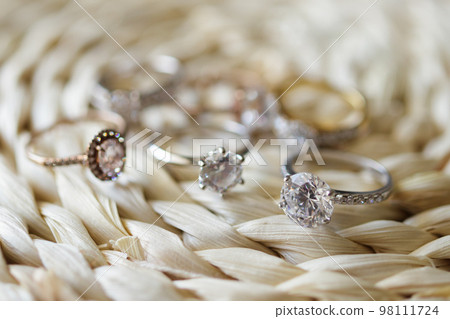Jewelry diamond wedding rings close up 98111724