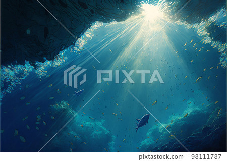 underwater light undersea fish sea sun deep sea 98111787