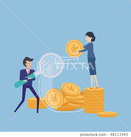 Illustration material of a business team taking measures to prevent unknown money 98111943