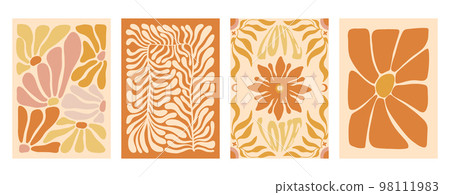 Simple modern hand drawn vector art with abstract elements on background. Boho style design perfect for wall art, poster, card, room decoration 98111983