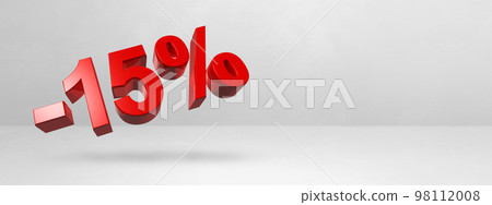 15% off discount offer. 3D illustration isolated on white. Horizontal banner 15% off discount offer. 3D illustration isolated on white. Horizontal banner 98112008