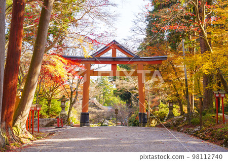 日吉神社山王鳥居和紅葉（滋賀縣大津市坂本） 98112740