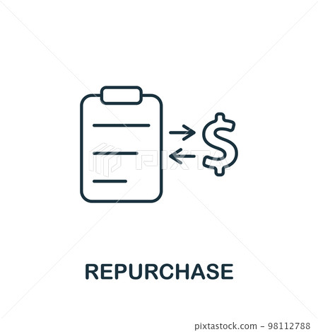 Repurchase icon. Monochrome simple Stock Market icon for templates, web design and infographics Repurchase icon. Monochrome simple Stock Market icon for templates, web design and infographics 98112788