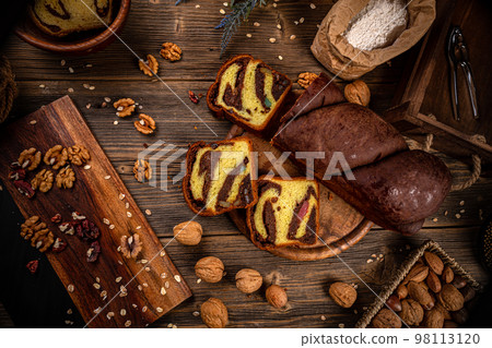 Sweet homemade braided yeast bread Sweet homemade braided yeast bread 98113120