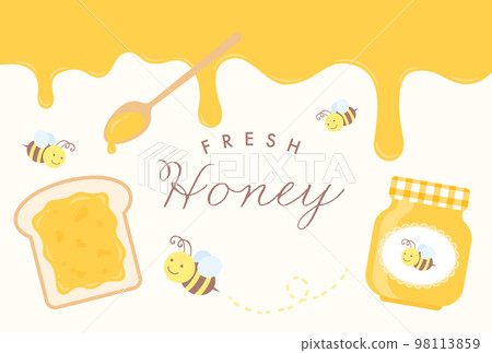 Bee, honey and toast background illustration Bee, honey and toast background illustration 98113859