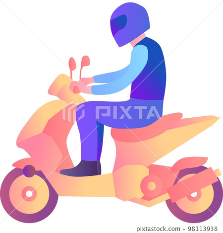 Man driving motorcycle vector flat icon isolated 98113938