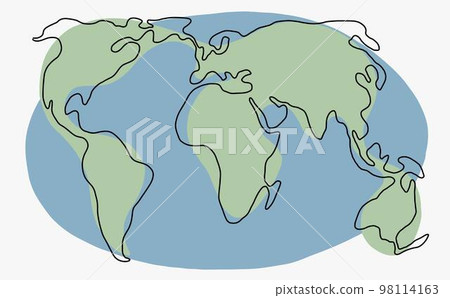 Continuous freehand drawing world map. 98114163
