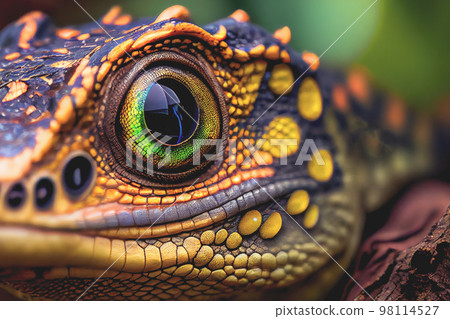 Close up of a reptile on a tree branch, set against a stunning HD natural background wallpaper 98114527