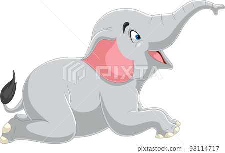 Cute elephant cartoon lying down Cute elephant cartoon lying down 98114717
