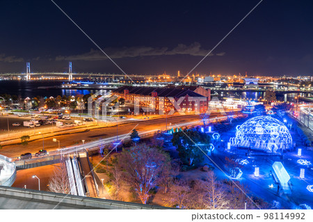 "Kanagawa Prefecture" Night view of Yokohama port town date spot "Kanagawa Prefecture" Night view of Yokohama port town date spot 98114992