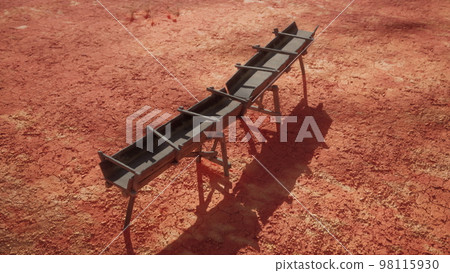 Traditional old wooden aqueduct in savanna Traditional old wooden aqueduct in savanna 98115930