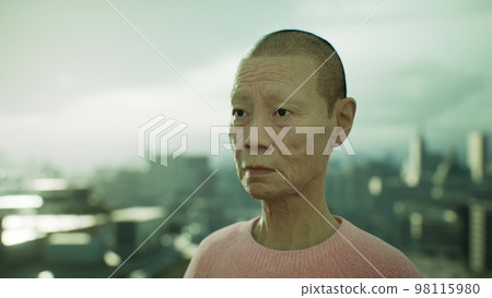 Asian old woman in the city 98115980