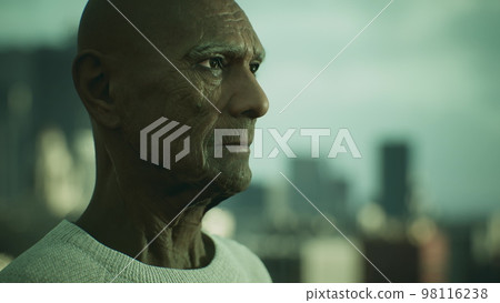 old asian man in the city 98116238