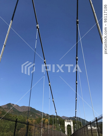 clear sky and suspension bridge 98117186