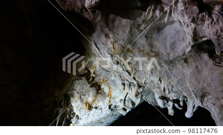 Interior view to Vrelo cave, Matka Canyon, North Macedonia 98117476