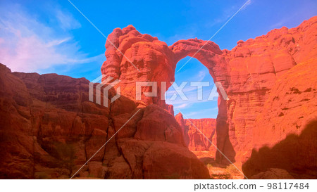 Abstract Rock formation at plateau Ennedi aka Aloba arch in Chad 98117484