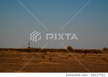 nature gas production at Aralcum desert as a bed of former Aral sea, Karakalpakstan, uzbekistan 98117501