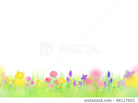 Fairy tale flower garden watercolor illustration 98117603