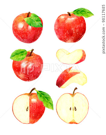Set of red apples Fruit hand-painted watercolor illustration material collection 98117685