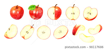 Set of red apples Fruit hand-painted watercolor illustration material collection 98117686