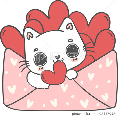 Happy cartoon in red envelope holding heart Vector Image