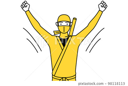 一個穿著忍者服裝的男人在做廣播體操 98118113