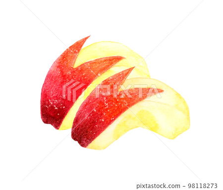 Rabbit apple fruit hand-painted watercolor illustration material 98118273