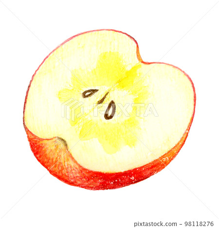 蜜汁蘋果切成兩半水果手繪水彩插畫素材 98118276
