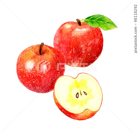 Set of apple fruit and honey-filled apple cut in half Fruit hand-painted watercolor illustration material Set of apple fruit and honey-filled apple cut in half Fruit hand-painted watercolor illustration material 98118292