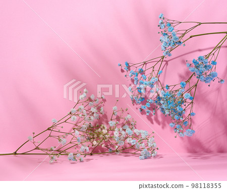 Pink cosmetics product advertising stand with shadow. Concept scene stage showcase for product, promotion, sale, 98118355