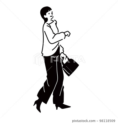 A line drawing of a woman looking up 98118509