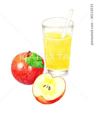 Apple juice and apple fruit in a cup Drink and fruit hand-drawn watercolor illustration material Apple juice and apple fruit in a cup Drink and fruit hand-drawn watercolor illustration material 98118535