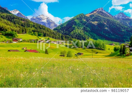 Alpine farm in Green Stubai valley near Innsbruck, Tyrol, Austria Alpine farm in Green Stubai valley near Innsbruck, Tyrol, Austria 98119057