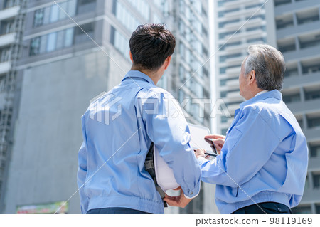 工作服，男性，建築，施工，後視圖 98119169