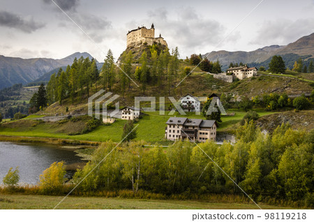 Idyllic landscape of Scuol Tarasp village, Engadine, Swiss Alps, Switzerland Idyllic landscape of Scuol Tarasp village, Engadine, Swiss Alps, Switzerland 98119218