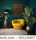 Luxury Interior. Modern art deco living room interior 3D illustration 98119467