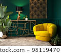 Luxury Interior. Modern art deco living room interior 3D illustration 98119470