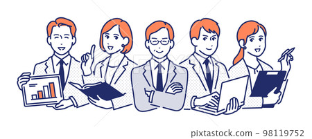 Simple vector illustration material of five office workers 98119752