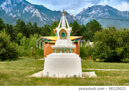 Datsan - Palace of the goddess Yanzhima on a clear summer day, Barguzinskaya Valley, Buryatia, Russia. 98120025