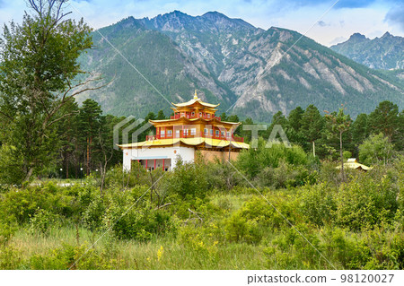 Datsan - Palace of the goddess Yanzhima on a clear summer day, Barguzinskaya Valley, Buryatia, Russia. 98120027