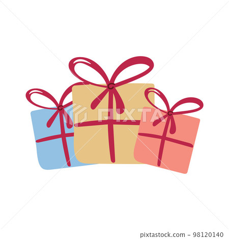 Gift boxes clip art. Closed cardboard boxes with ribbons 98120140
