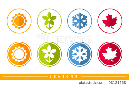 Four seasons badge icon vector illustration. Weather forecast. 98121568