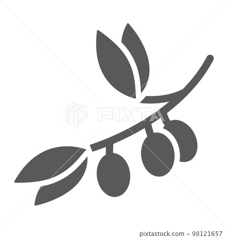 Olive branch glyph icon, plant and tree, olives sign, vector graphics, a solid pattern on a white background, eps 10. 98121657